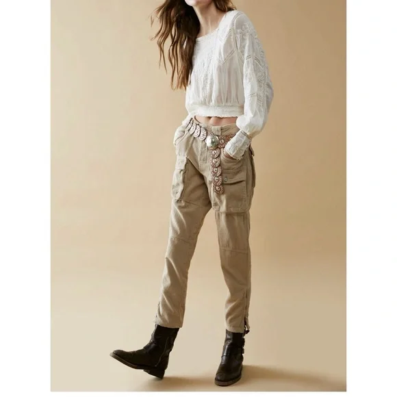 Free People London Calling Slouchy Cord Cargo Pants - Picture 2 of 9